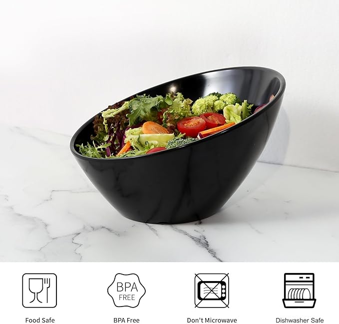 TP Salad Bowls Set of 4, 26 oz Melamine Serving Bowls for Pasta, Cereal, and Snacks, Lightweight and Durable, Dishwasher Safe, Black Bowls for Restaurant, Kitchen, Daily Use