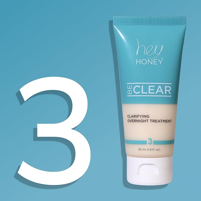 Hey Honey Skincare Be Clear 3-Step Acne Clearing Kit |Clear Face Wash, Deep Pores Cleansing, Overnight Treatment | with Propolis & Honey | Clear Blemish Skin Purifying Formulas | 3-Piece Kit-BrightBean Baby