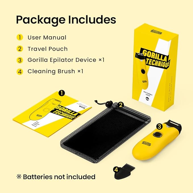 Gorilla Technique Mini Epilator 1000V, Pain Relief Roller, Facial & Body Hair Removal Device, Electric Tweezers for Women & Men, Specialized for Narrow and Sensitive Area, Korean Skin Care - 1000V-BrightBean Baby