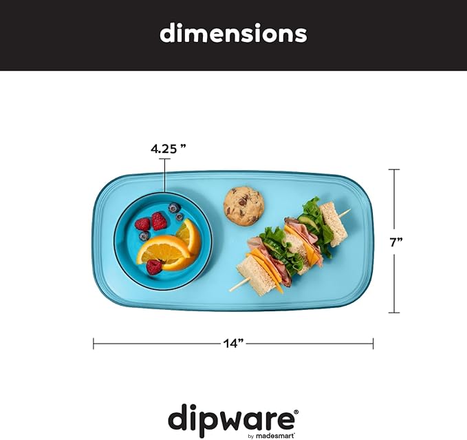 madesmart dipware Small Serving Plate, Collapsible & Removable Dip Bowl for Salsa, Queso, Sald, Olives, Premium Dishwasher & Microwave Safe, Multipurpose Plate & Bowl, Turquoise
