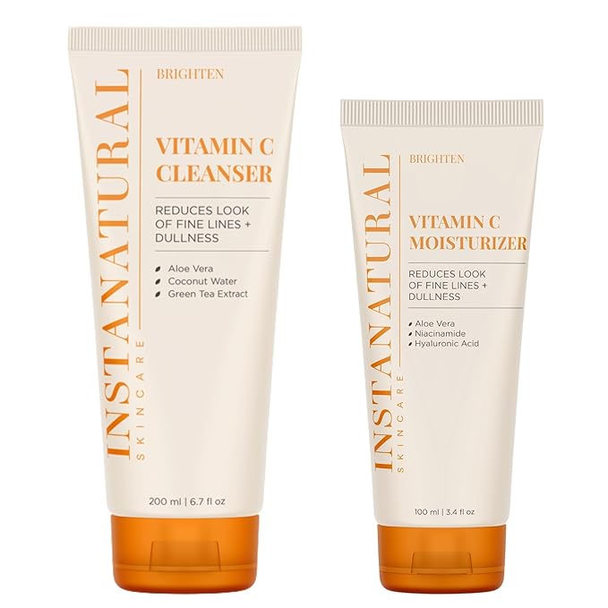 InstaNatural Vitamin C Cleanser and Moisturizer Kit, Brightens, Reduces the Look of Fine Lines and Uneven Texture, with Aloe Vera and Botanical Extracts-BrightBean Baby
