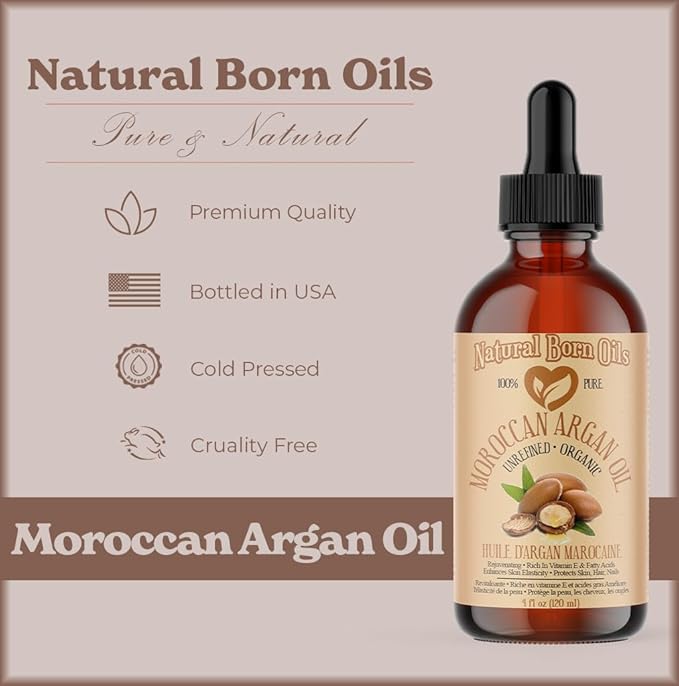 8oz Moroccan Argan Oil, 100% Pure and Natural, Cold-pressed, Organic – Works Magic on Your Skin and Hair - Includes Pump & Flip Cap-BrightBean Baby