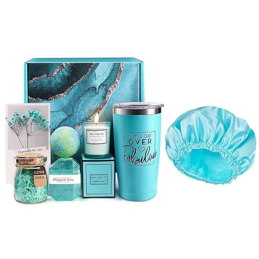 Birthday Gifts for Women,Relaxing Spa Gift Basket Set, Unique Gifts for Her,Friends,Mom,Sister,Coworker,Wife,Girlfriend, Happy Birthday Gift Ideas,Mothers Day,Christmas Gifts for Women (BLUE)-BrightBean Baby