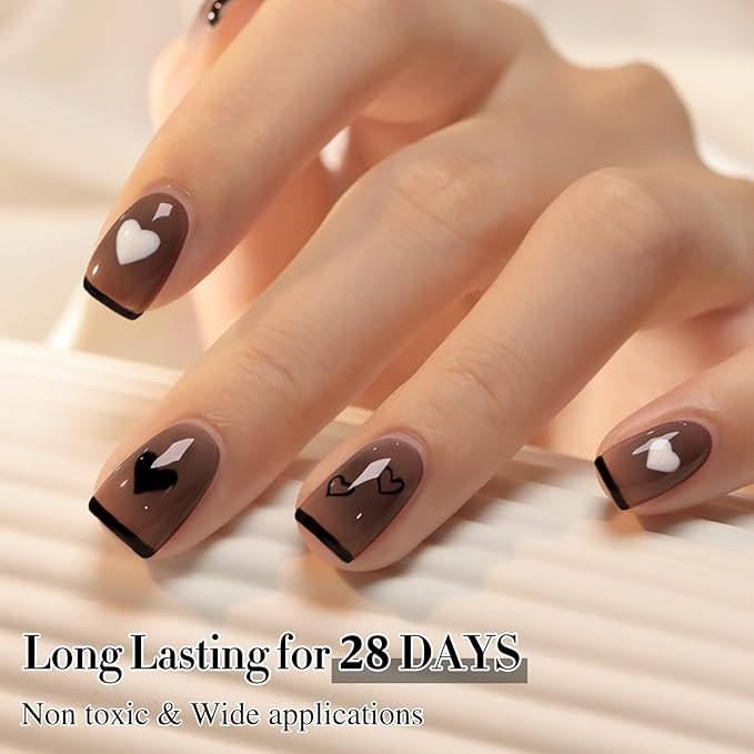 Double Rhythm 0.5Oz Translucent Gel Polish Sheer Neutral Natural Light Milky Same Color Same Bottle 15ML Jelly Gel Polish Nail Art DIY at Home (Black-A1366)-BrightBean Baby