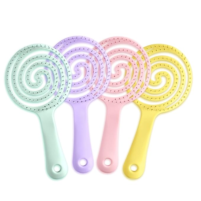 4 Pieces【Ultra-Soft】Baby Fine or Straight Hair Detangling Hair Brush for Kids【Skin-friendly material】Faster Blow Drying Styling Hair Detangling Brush with Flexible Bristles（Food grade ABS）Compact size-BrightBean Baby