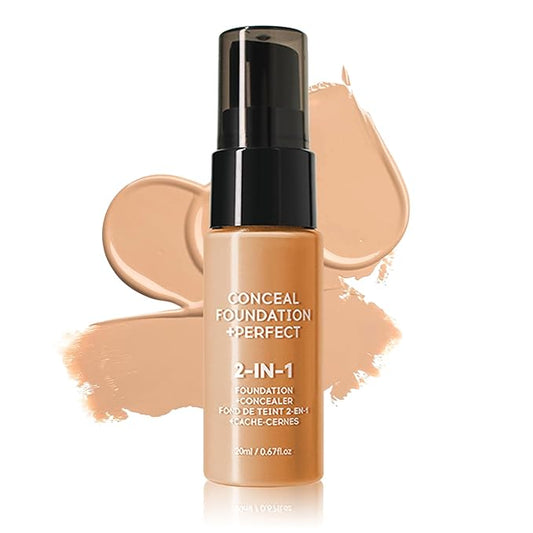 Concealer Full Coverage Foundation for Mature Skin,Oil Control Matte 2 in 1 Concealer liquid Foundation Makeup Waterproof Base De Maquillaje Alta Cobertura-01 Sand-BrightBean Baby