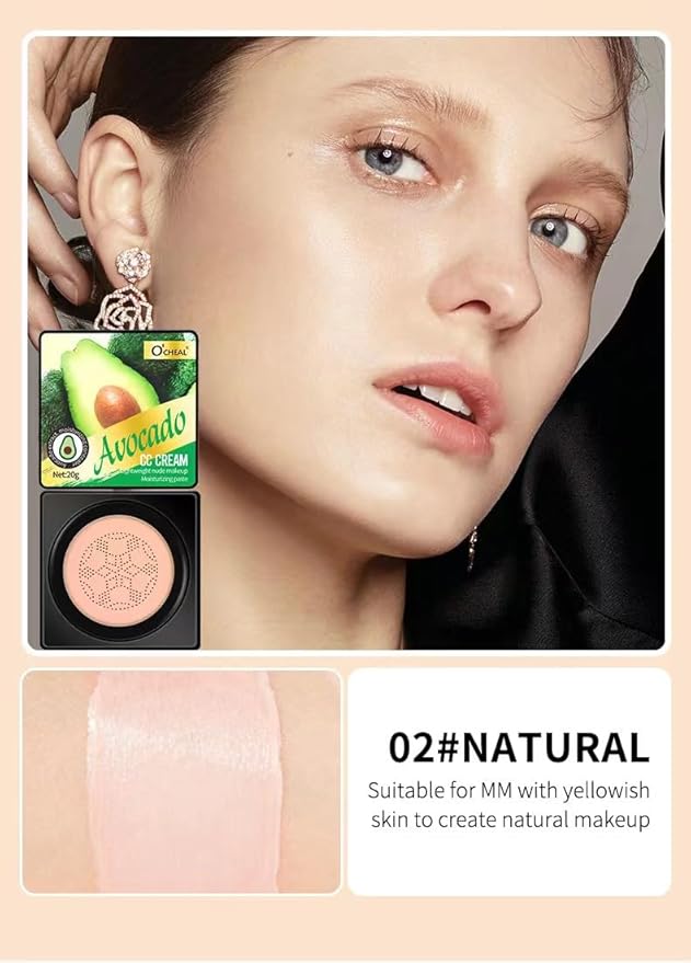 Mushroom Head Air Cushion BB Cream Foundation Cream for Face Makeup Concealer Cushion for Face Comestics Make Up Cushion Compact Natural-BrightBean Baby