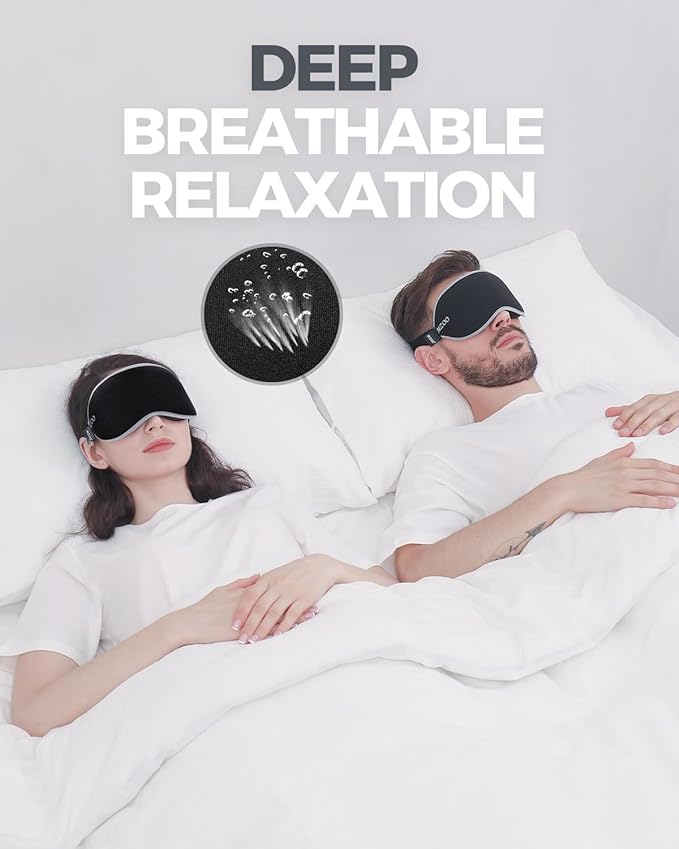 MZOO Luxury Sleep Mask for Back, Side Sleeper, Complete Light Blocking Sleeping Eye Mask Night Blindfold, 3D Zero Pressure & Spacious for Lash Extensions, Breathable Soft Eye Cover Flight Nap Travel-BrightBean Baby