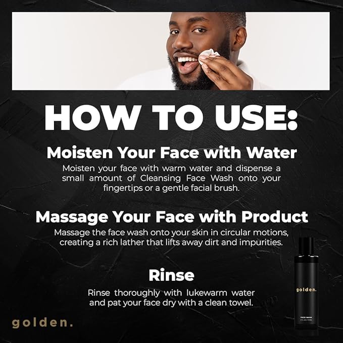 Golden Grooming Co. Men Face Wash with Aloe Vera & Vitamin E - Facial Cleanser for Men - Organic & Nature-Based - Ideal for Sensitive and Oily Skin - Rich Foaming Daily Cleanser - 4 oz.-BrightBean Baby