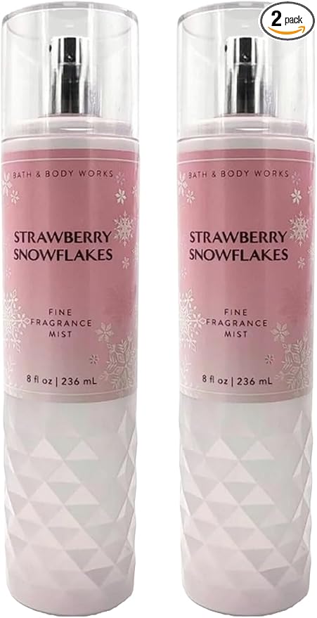 Bath & Body Works Strawberry Snowflakes Fine Fragrance Body Mist Gift Set 8 oz Pack Lot of 2 (Strawberry Snowflakes) 8 Fl Oz (Pack of 2) 16 Fl Oz-BrightBean Baby