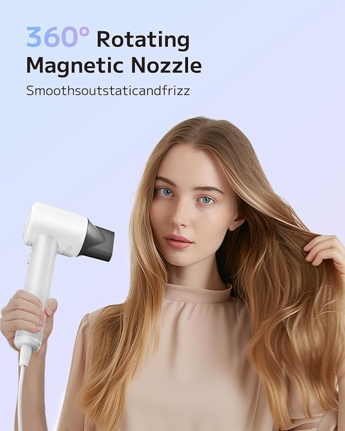 Hair Dryer, Ionic High-Speed Blow Dryer for Fast Drying with Brushless Motor, Portable Professional Hair Dryers with Magnetic Concentrator, Quiet Compact Hairdryer for Women & Men, Travel/Home/Salon-BrightBean Baby