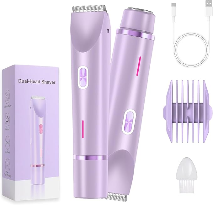 2025 New Electric Womens Shaver, 2-in-1 Women's Body Shaver, Bikini Electric Razor, Wet and Dry Use Body Trimmer for Home (Purple)-BrightBean Baby