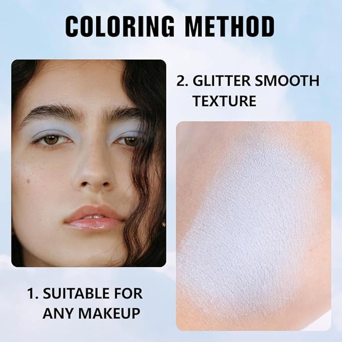 evpct Light Blue Matte Single Eyeshadow Palette, Pastel Sky Blue Natural Cream Powder Matte Eye Shadow Palette Makeup for Older Women, Highly Pigmented Mini Monochrome Eyeshadow Sombra Para Ojos-BrightBean Baby