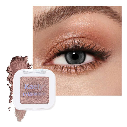 Brown Shimmer Single Eyeshadow Makeup Palette, Natural Brown Single Eye Shades, Mini Travel Palette for Women, Everyday Eyeshadows Makeup 21#-BrightBean Baby