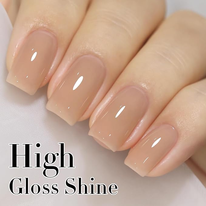 Double Rhythm 0.50 OZ Translucent Gel Polish Same Color Same Bottle Sheer Pastel Neutral Natural Milky 15 ML Jelly UV Nail Art DIY at Home (Translucent Tea-A1496)-BrightBean Baby