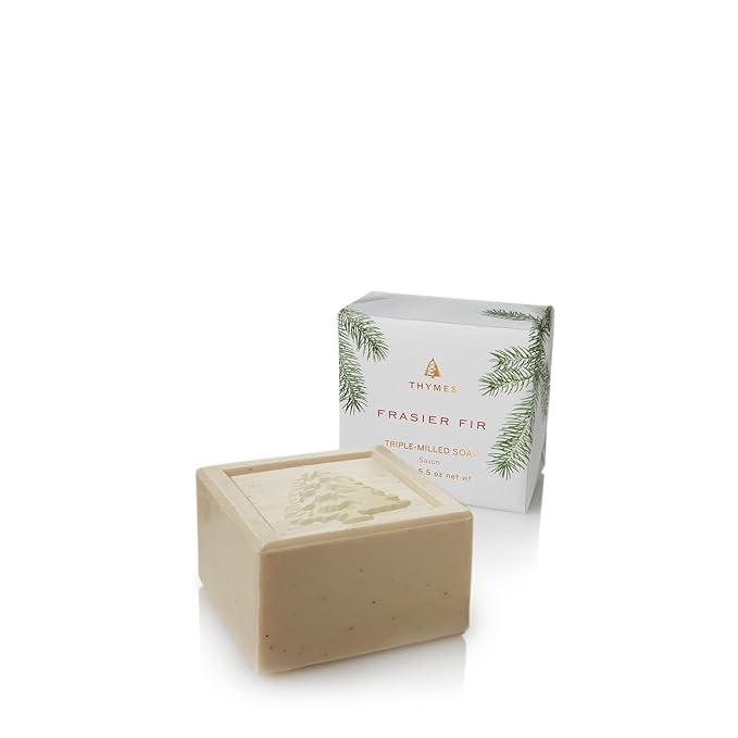 Thymes Frasier Fir Hand Cream, Travel Tin Candle Jar and Bar Soap Gift Set - Scented with Notes of Siberian Fir, Cedarwood, and Sandalwood - Luxury Home Fragrance Set - Hostess Gift for the Holidays-BrightBean Baby