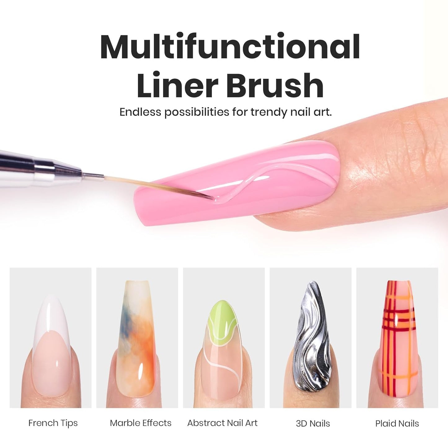 Beetles Nail Art Brushes, 1pcs Liner Brush Size 15mm Painting Art Design Manicure Pen Detachable Handle and Protect Cap Professional Nail Tools for Lines, Details, Fine Drawing-BrightBean Baby