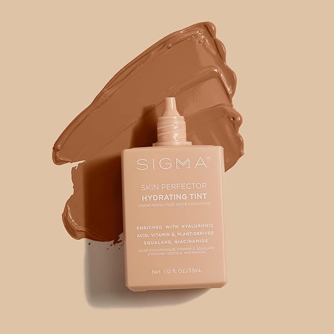 Sigma Beauty Skin Perfector – Hydrating Skin Tint Foundation for Lightweight, Buildable Coverage, With Hyaluronic Acid, Niacinamide Serum, and More (5 Dark Golden Tint, 1.12oz)-BrightBean Baby