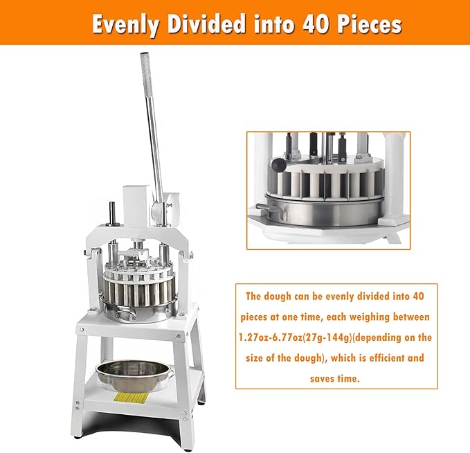 INTSUPERMAI Dough Divider Cutter Machine 1.27oz-6.77oz Dough Divider and Rounder Machine 30PCS Manual Dough Quantitative Partition Machine
