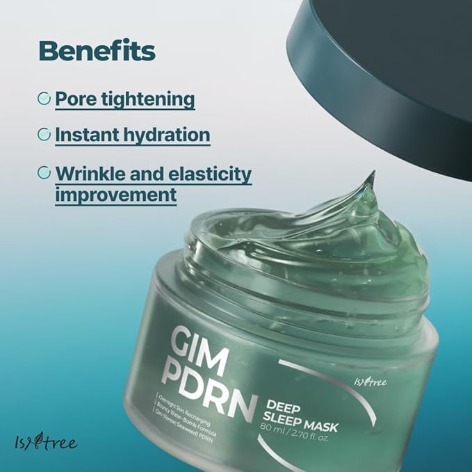 IsNtree Gim PDRN Deep Sleep Mask 80ml, 2.7 fl oz | Korean SEAWEED Skincare Sleeping Mask gel | Night Cream | Facial Mask | Overnight Gel mask for Hydration & Skin Bounce-BrightBean Baby