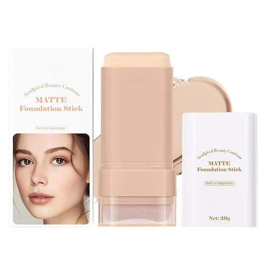 Beauty Balm Serum Boosted Skin Tint, Dual-Ended Eraser Foundation Stick with Brush, Full Coverage Cream Korean Makeup, Long-Lasting Stick for Smooth, Flawless Finish (#1 Cream)-BrightBean Baby