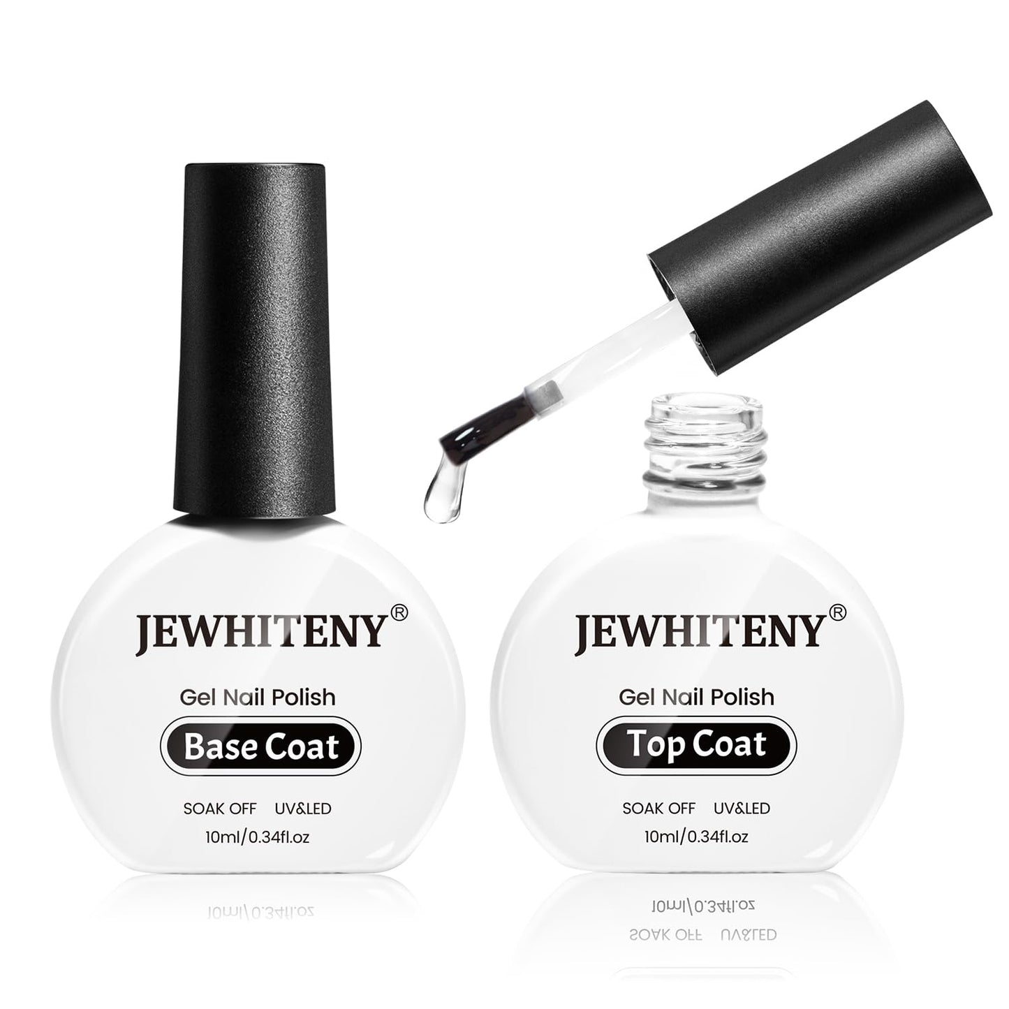 JEWHITENY 2 Bottles 10ML Gel Top Coat and Base Coat Set Gel Polish Long Lasting Glossy Shine Effect DIY Nail Art Design Need U V Lamp Curing-BrightBean Baby