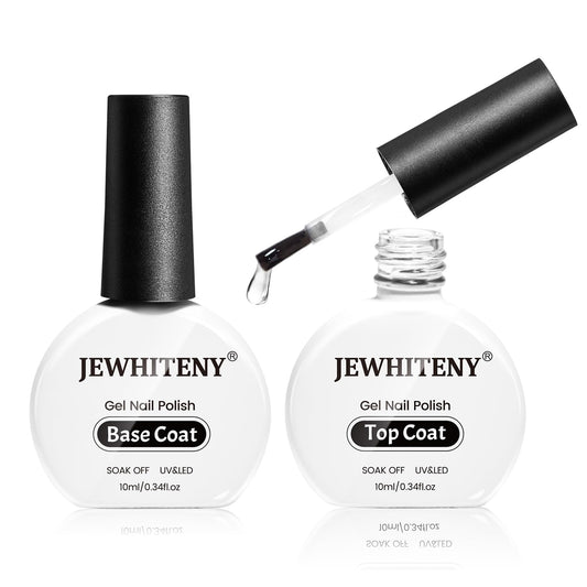 JEWHITENY 2 Bottles 10ML Gel Top Coat and Base Coat Set Gel Polish Long Lasting Glossy Shine Effect DIY Nail Art Design Need U V Lamp Curing-BrightBean Baby