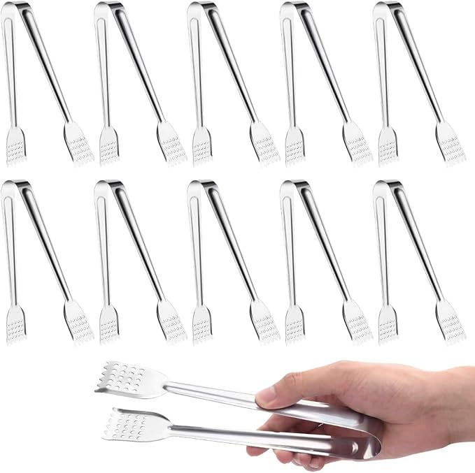 10 Pack Buffet Tongs,Stainless Steel Serving Tongs Serving Utensils 7Inch