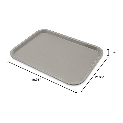 Carlisle FoodService Products CT121623 Café Standard Cafeteria / Fast Food Tray, 12" x 16", Gray