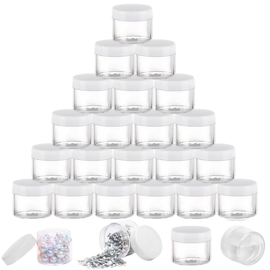 100 Count Sample Containers with lids 20g Plastic Cosmetic Jars Leak Proof Traveling Makeup Containers for Cream and Lotions - White-BrightBean Baby