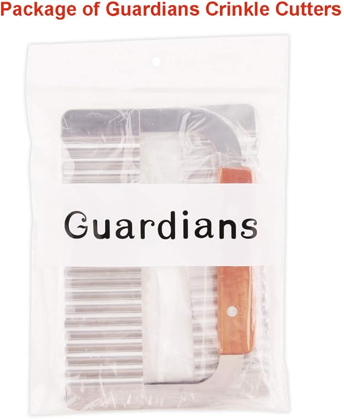 Guardians Crinkle Chopper, Wavy Potato Soap Cutting Tool French Fry Slicer Stainless Steel Blade Wooden Handle Serrator Chopping Knife, Set of 2