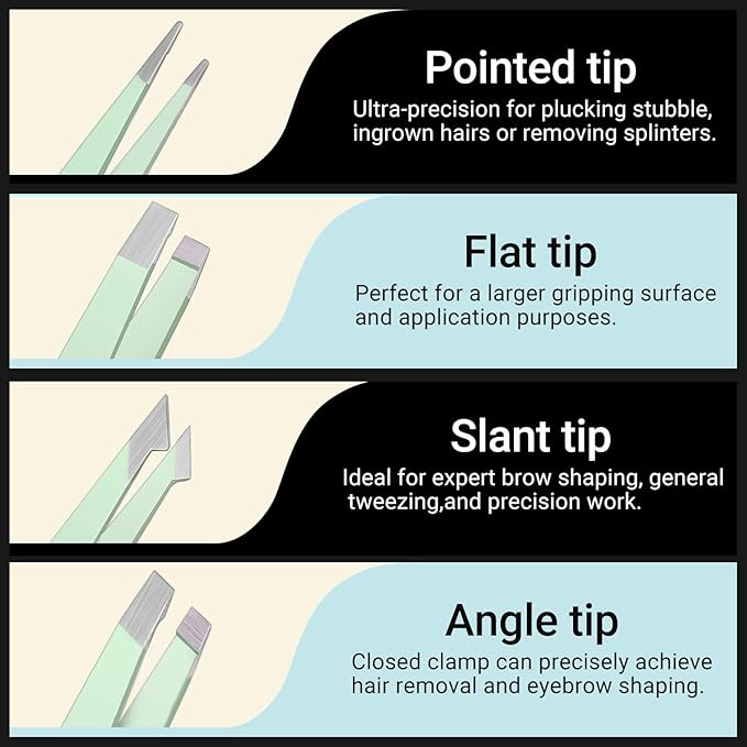 TsMADDTs Tweezers for Women, 8 in 1 Eyebrow Kit with Tweezers, Trimmer, Scissor, Razor, Brush with Travel Bag, Eyebrow Shaping Kit-BrightBean Baby