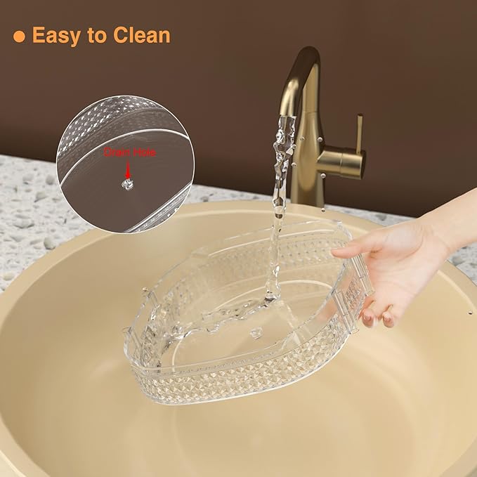 Awenia Rotating Makeup Organizer 360, Stackable Adjustable Large Capacity Cosmetic Storage Unit,Dresser Bathroom Kitchen Countertop Organizer with Metal Handle, Plus Size (Clear, 3 Tier)-BrightBean Baby