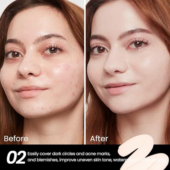 1 Pack Liquid Foundation Cream for Face Makeup,Durable Full Coverage Matte Concealer Make Up,Oil Control & Waterproof Base Primer -0.35 Fl.Oz (02#)-BrightBean Baby