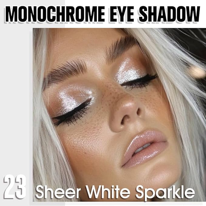 Pear White Shimmer Single Eyeshadow Makeup, Neutral Powde Eye Shadow for Women, Sparkly Pearl Glitter Singles Eyeshadow Palette Pigmented Waterproof, sombras para ojos, Girls Eyeshadows Gift 23-BrightBean Baby