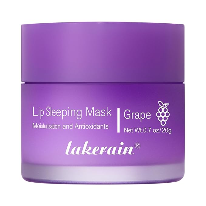 Hydrating Lip Sleeping Mask - Day and Night Repair Lip Balm for Chapped Dry Lips - Reduce Lip Lines, Enhance Lip Color, Hydrate & Plump Lips Care Lip Mask (Grape)-BrightBean Baby