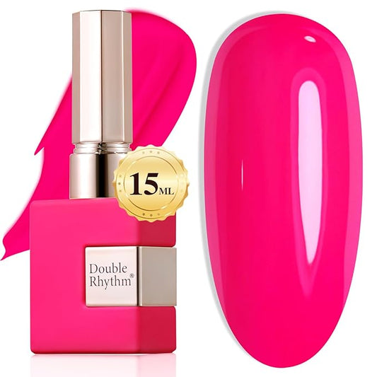 Double Rhythm 0.50 OZ Translucent Gel Polish Same Color Same Bottle Sheer Pastel Neutral Natural Milky 15 ML Jelly UV Nail Art DIY at Home (Cherry Rose-A1046)-BrightBean Baby