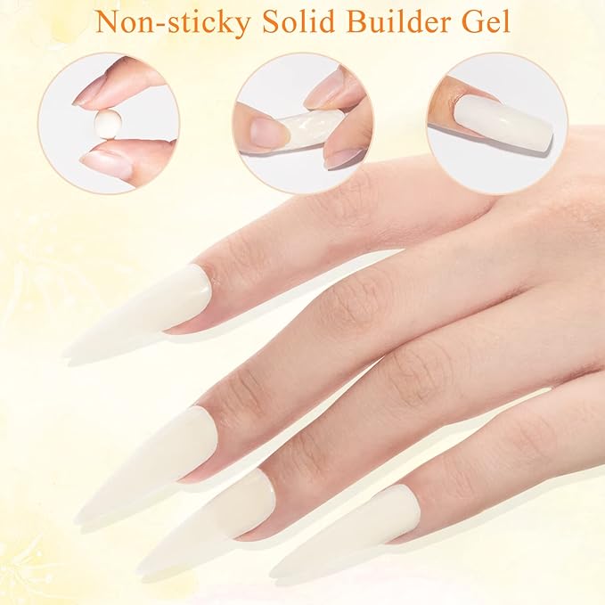 MIZHSE Solid Builder Gel, Milky White Sculpting Gel for Nail, Non-Sticky Hand 3D Nail Art Building Carving Modeling Hard Nail Extension Soak Off Nail Art Salon Manicure Home 15g-BrightBean Baby