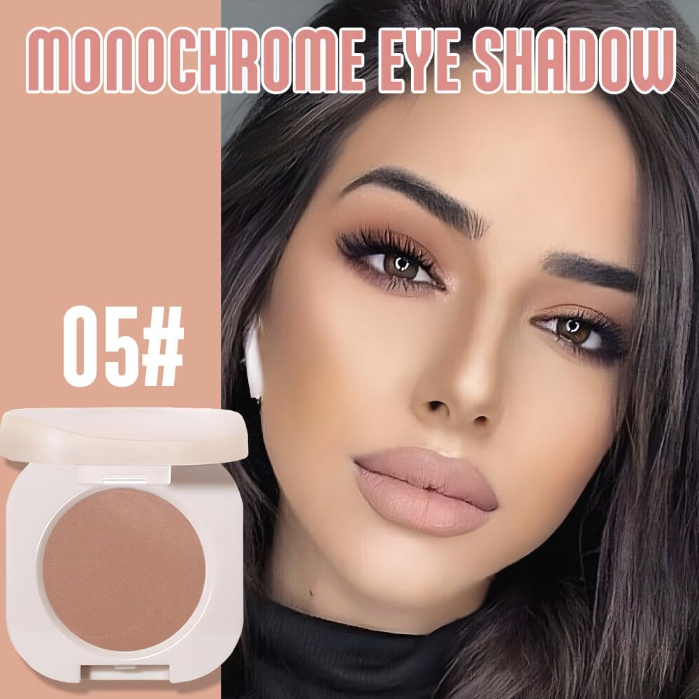 Matte Eyeshadow Monochrome, Dark Nude Eye Shadow Makeup, Neutral Matte Pressed Powder, Single Vegan Eyeshadow, Highly Pigmented Natural Eyeshadow Palette, Single Long Lasting Deep Nature Eye Make 05#-BrightBean Baby