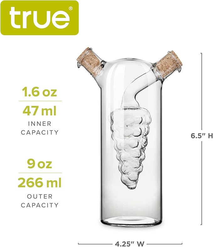 True Napa Olive Oil and Vinegar Cruet with Cork Stopper, Perfect for Housewarming, Picnic, Dinner, BBQ, Outdoor Party, Salad Bar Accessories, Home Essentials, Set of 1