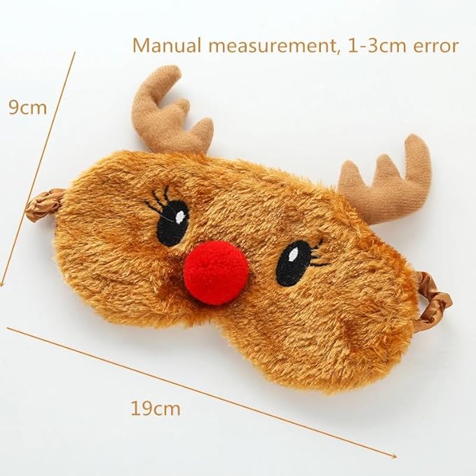 Cute Eye Mask for Sleeping Plush Cartoon Animal Sleep Plush Eye Mask Relaxation Suitable for Travel Family Party Toys for Christmas Elk Deer-BrightBean Baby
