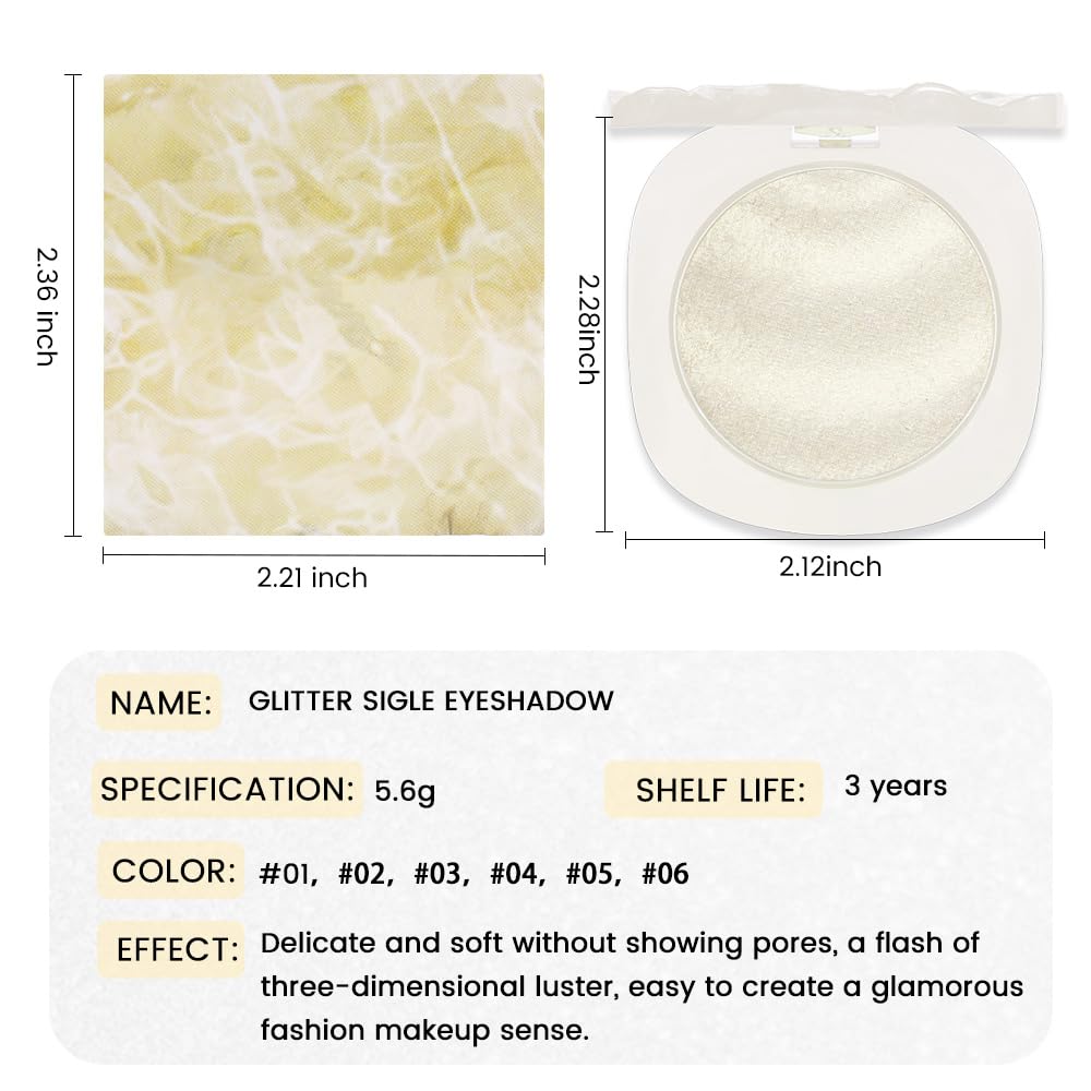 Champagne Rose Gold Shimmer Glitter Sparkling Monochrome Eyeshadow Palette,Metallic Single Eye Shadow for Older Women,Long Lasting Naturing-Looking Eye Makeup-BrightBean Baby