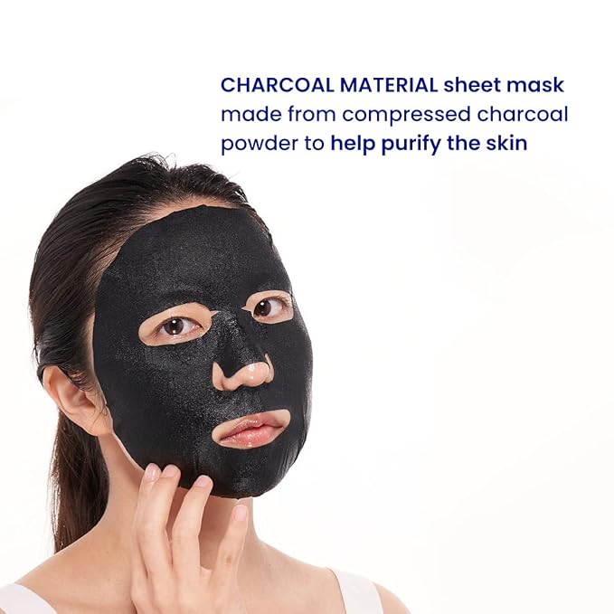 FACETORY K Beauty Face Mask Skin Care - LET'S TALK DETOX PURIFYING Sheet Mask with Charcoal & Volcanic Ash | Pore Refining Charcoal Face Mask (5 Pack)-BrightBean Baby