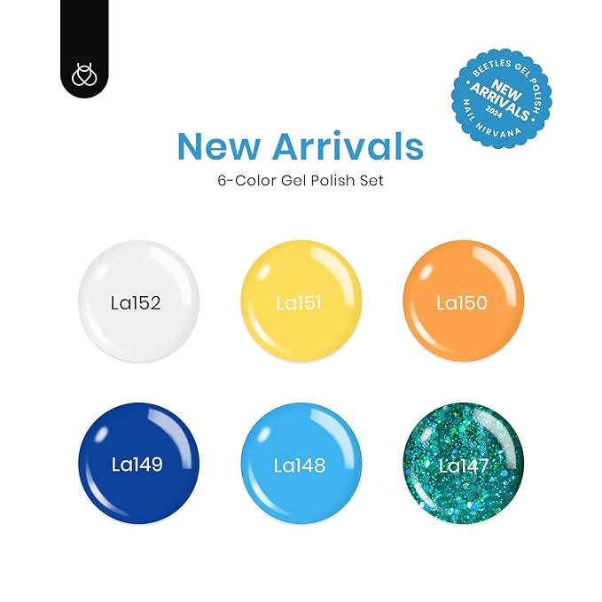 beetles Gel Polish Set, 6 Colors Yellow White Orange Blue Gel Polish Kit, Glitter Green Nail Polish Soak Off Nail Lamp Nail Art Manicure Kit, DIY Home Salon Gifts for Women-BrightBean Baby