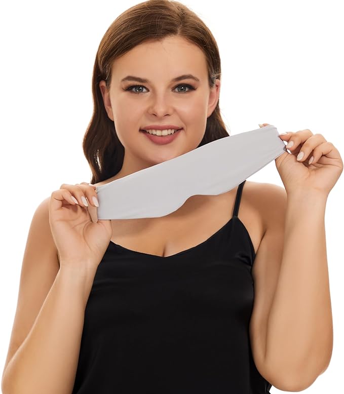 ALASKA BEAR Sleep Mask for Side Sleepers Patented Design, Cup-Shaped and Extra-Soft, 100 Blackout Eye Mask Shades Cover for Men and Women Home or Travel, Machine Washable, Pale Grey-BrightBean Baby