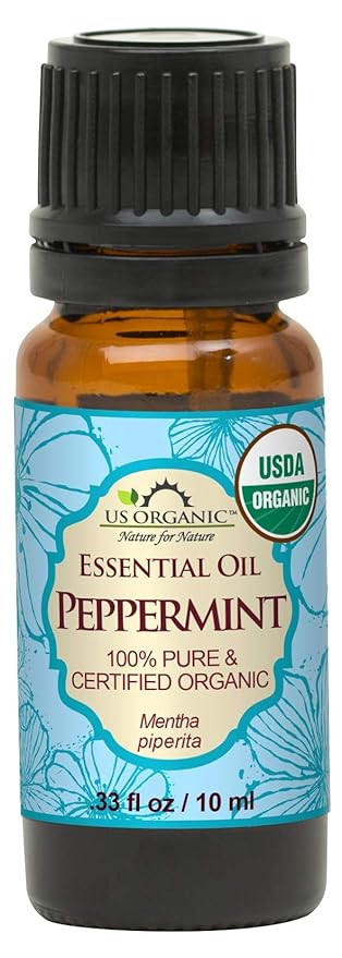 US Organic 100% Pure Peppermint Essential Oil - USDA Certified Organic - 10 ml - w/Improved caps and droppers (More Size Variations Available)-BrightBean Baby