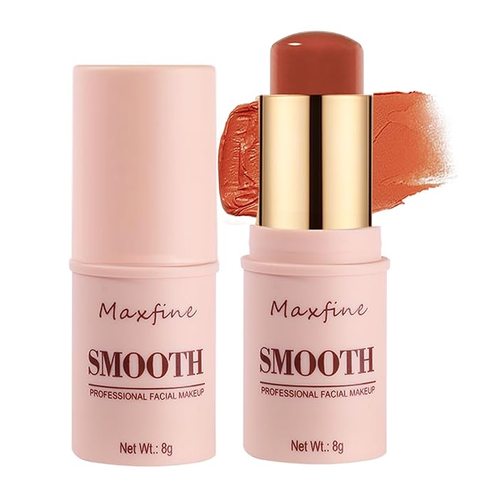 Blush for Cheeks - Buildable Cream Blush, 3-in-1 Blush Stick Makeup for Cheek Lip Eyeshadow Contour, Tint Blush Blam for Mature Skin Women Girl Make Up Gift (Tangy Citrus #5)-BrightBean Baby