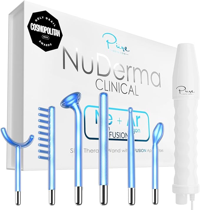 NuDerma Clinical Skin Therapy Wand - Portable Skin Therapy Machine w 6 Fusion Neon + Argon Wands – Anti Aging - Clarifying - Skin Tightening & Radiance - Wrinkle Reducing-BrightBean Baby