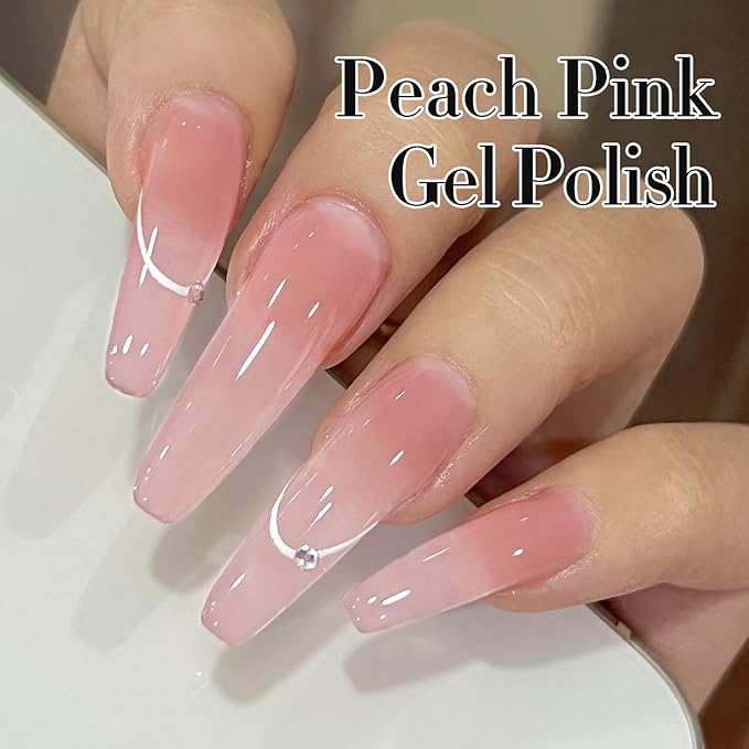 Double Rhythm 0.50 OZ Translucent Gel Polish Same Color Same Bottle Sheer Pastel Neutral Natural Milky 15 ML Jelly UV Nail Art DIY at Home (Jelly Rose Pink-A1380)-BrightBean Baby