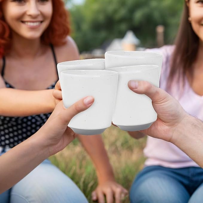 Webbylee 6-piece Melamine Cup - 12 ounce Unbreakable Reusable Drinkware for Party Wedding Camping, Dishwasher Safe & Lightweight (White/Grey)